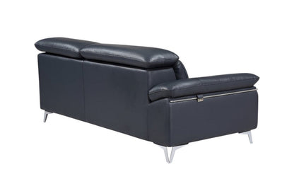 Navy Blue Italian Leather L Shaped Two Piece Sofa and Chaise Sectional HomeRoots