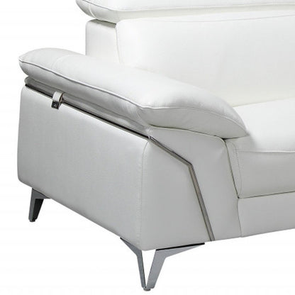 White Italian Leather L Shaped Two Piece Sofa and Chaise Sectional HomeRoots