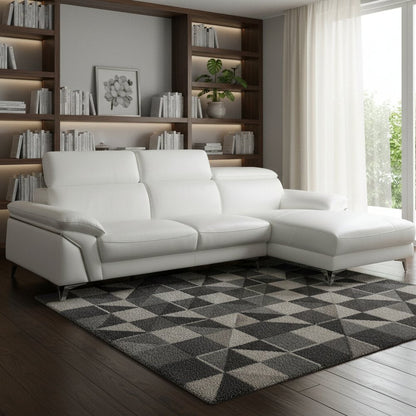 White Italian Leather L Shaped Two Piece Sofa and Chaise Sectional HomeRoots