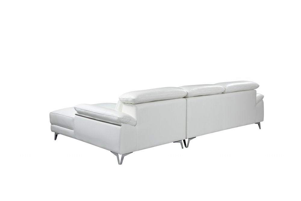 White Italian Leather L Shaped Two Piece Sofa and Chaise Sectional HomeRoots