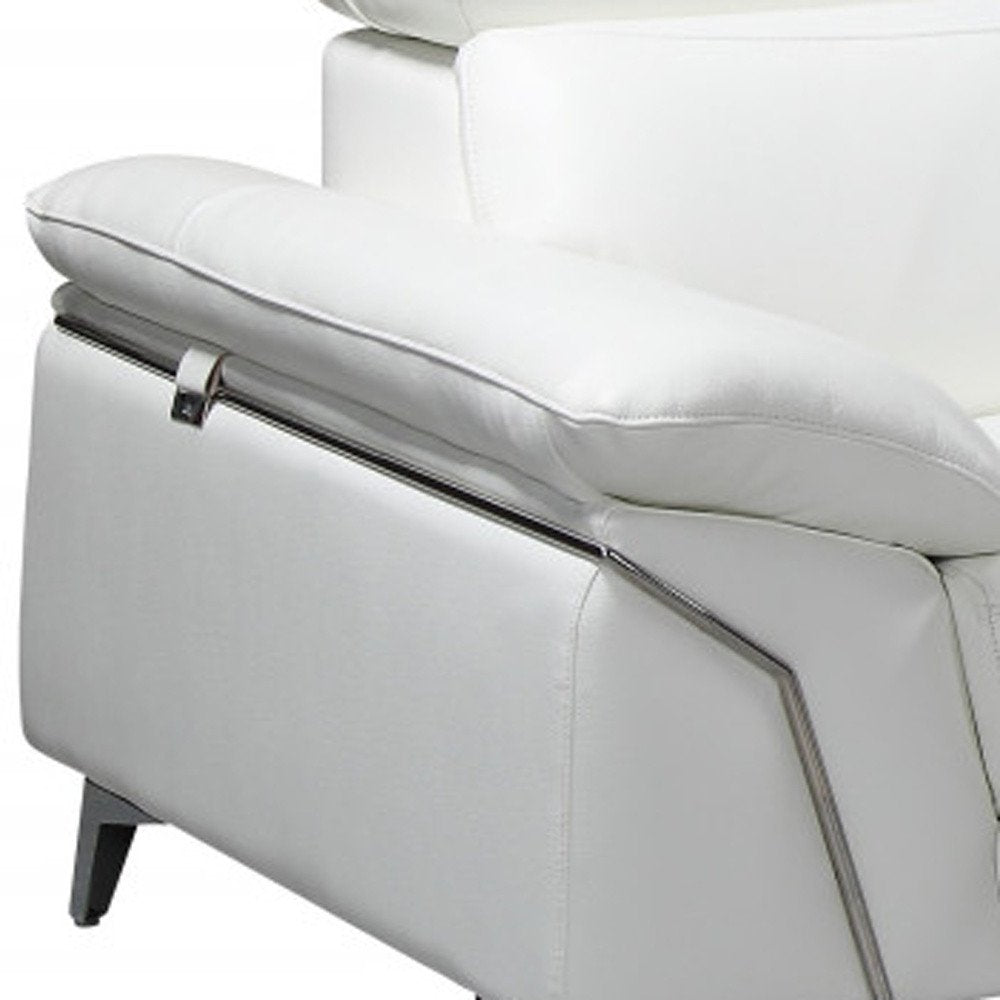White Italian Leather L Shaped Two Piece Sofa and Chaise Sectional HomeRoots