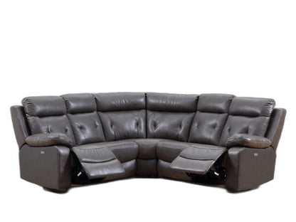 Dark Gray Polyester Blend Power Reclining U Shaped Three Piece Corner Sectional - FurniFindUSA