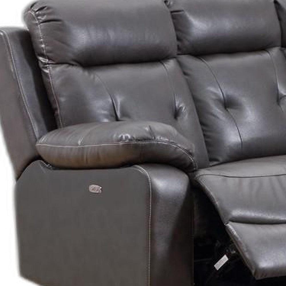 Dark Gray Polyester Blend Power Reclining U Shaped Three Piece Corner Sectional - FurniFindUSA