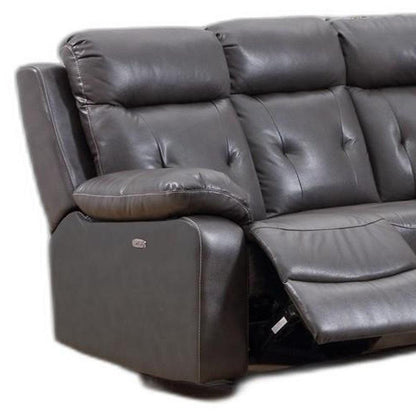 Dark Gray Polyester Blend Power Reclining U Shaped Three Piece Corner Sectional - FurniFindUSA