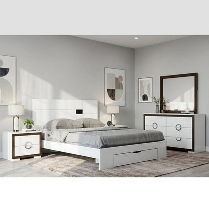 Four Piece White Solid Wood Bedroom Set With Mirror HomeRoots