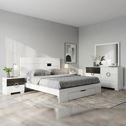 Four Piece White Solid Wood Bedroom Set With Mirror HomeRoots