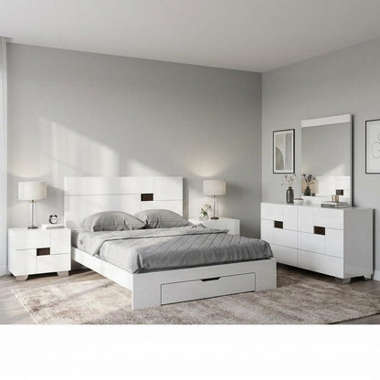 Four Piece White Solid Wood Bedroom Set With Mirror HomeRoots