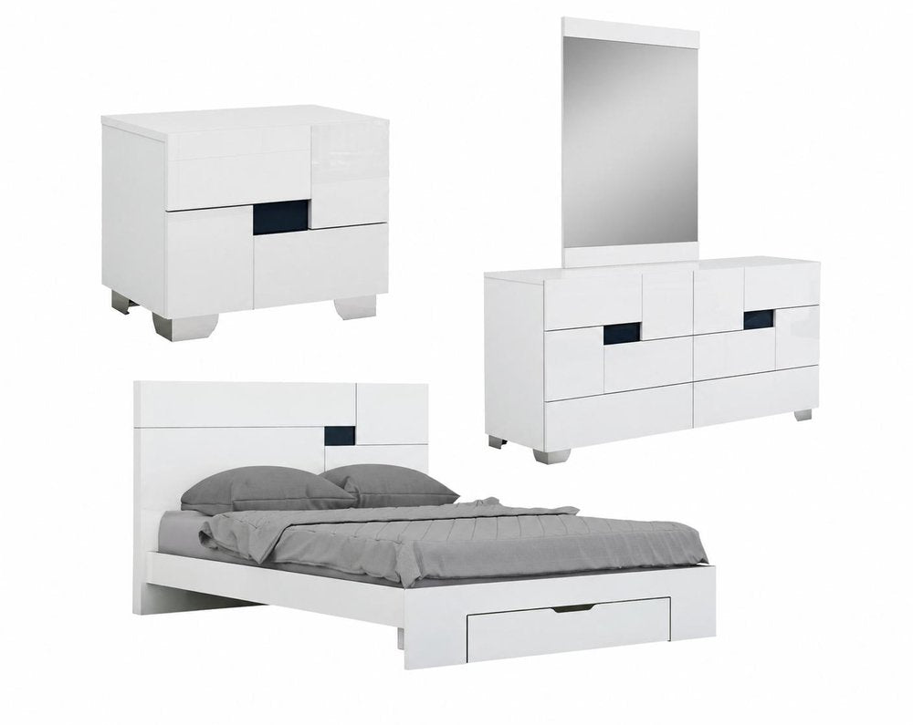 Four Piece White Solid Wood Bedroom Set With Mirror HomeRoots