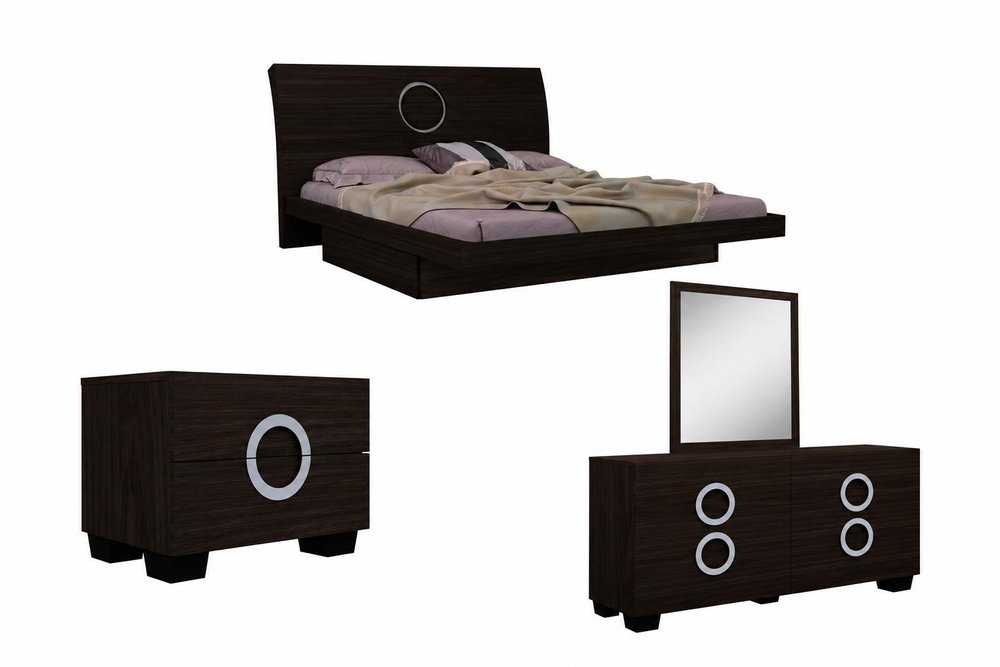 Four Piece Wood Brown Solid Wood Bedroom Set With Mirror HomeRoots