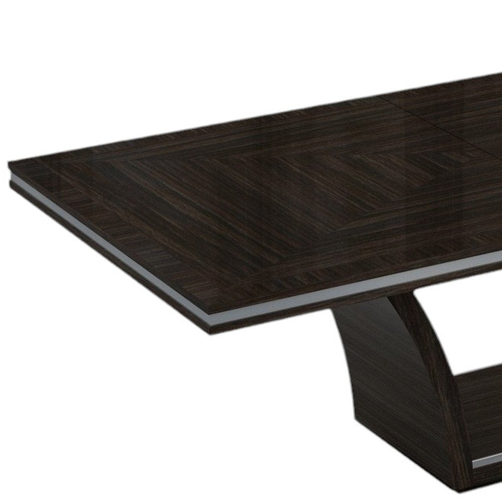 98" Dark Brown Solid Wood Self-Storing Leaf Pedestal Base Dining Table HomeRoots
