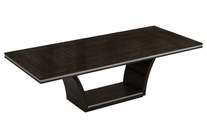 98" Dark Brown Solid Wood Self-Storing Leaf Pedestal Base Dining Table HomeRoots