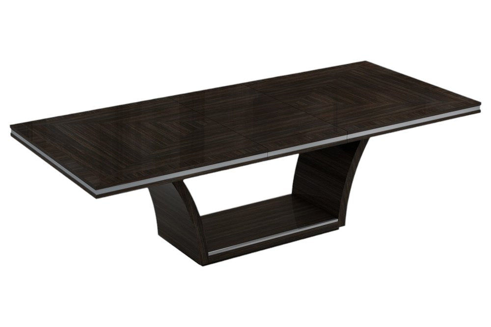98" Dark Brown Solid Wood Self-Storing Leaf Pedestal Base Dining Table HomeRoots
