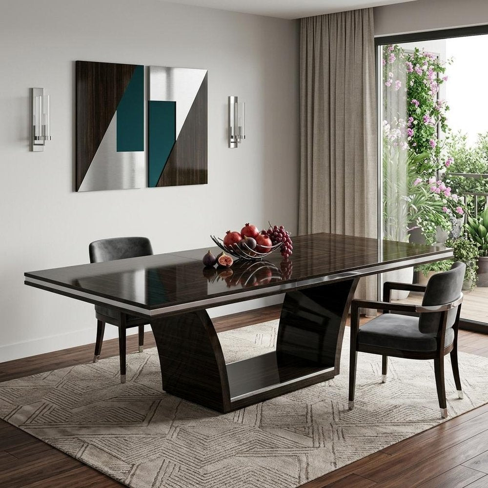 98" Dark Brown Solid Wood Self-Storing Leaf Pedestal Base Dining Table HomeRoots