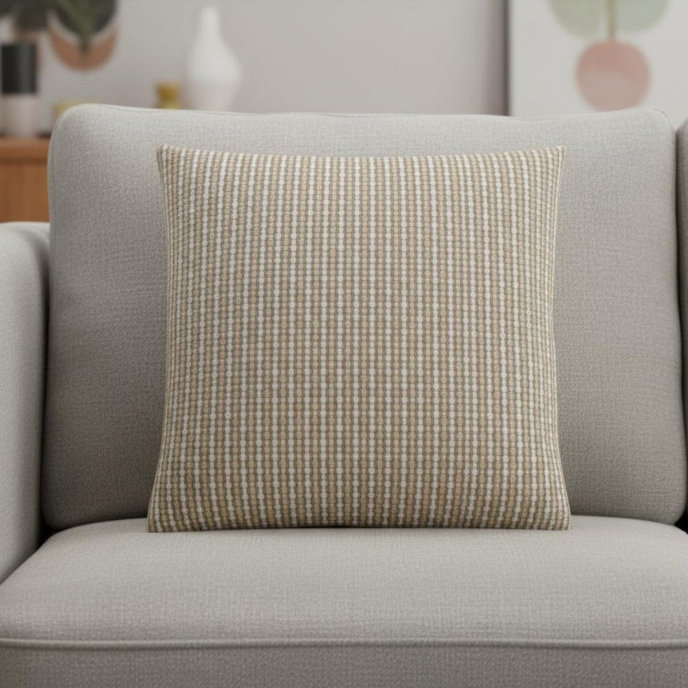 18" X 18" Taupe Polyester Striped Zippered Pillow HomeRoots