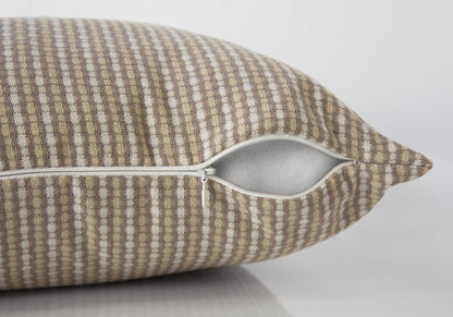 18" X 18" Taupe Polyester Striped Zippered Pillow HomeRoots