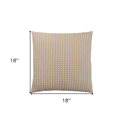 18" X 18" Taupe Polyester Striped Zippered Pillow HomeRoots