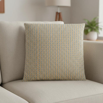 18" X 18" Gray and Gold Polyester Striped Zippered Pillow