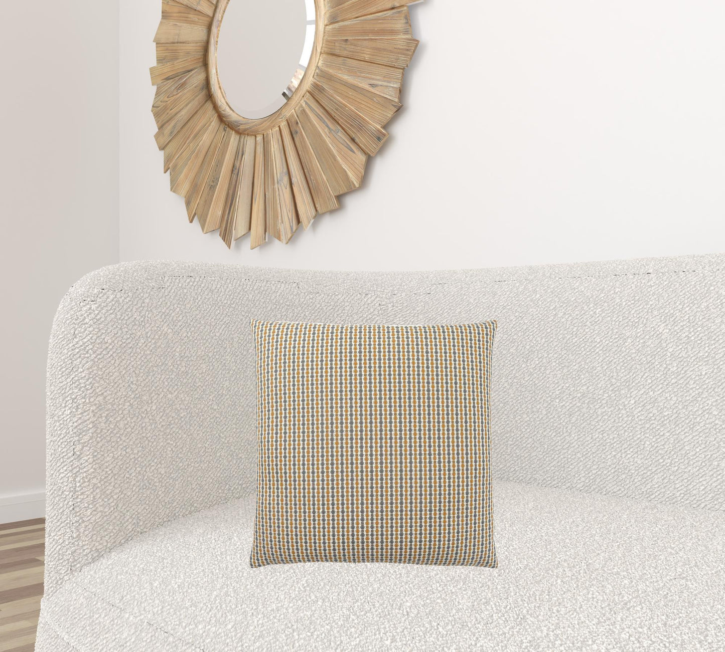 18" X 18" Gray and Gold Polyester Striped Zippered Pillow