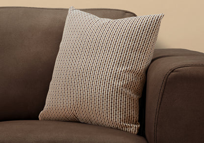 18" X 18" Brown and White Polyester Striped Zippered Pillow