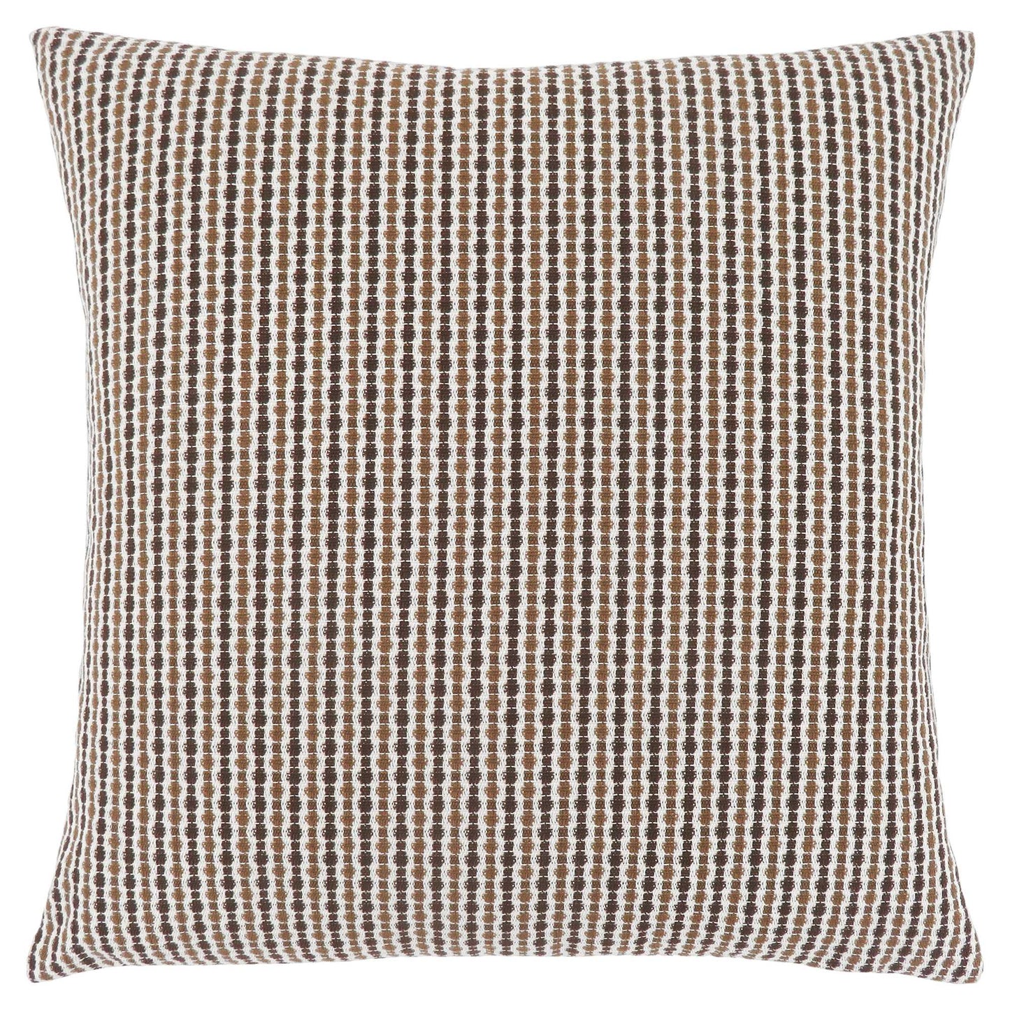 18" X 18" Brown and White Polyester Striped Zippered Pillow