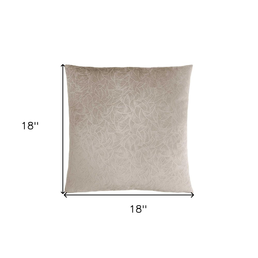 18" X 18" Taupe Velvet Polyester Abstract Zippered Pillow HomeRoots