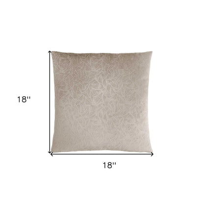18" X 18" Taupe Velvet Polyester Abstract Zippered Pillow HomeRoots