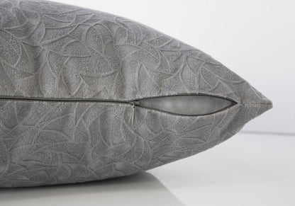 18" X 18" Light Gray Velvet Polyester Abstract Zippered Pillow HomeRoots