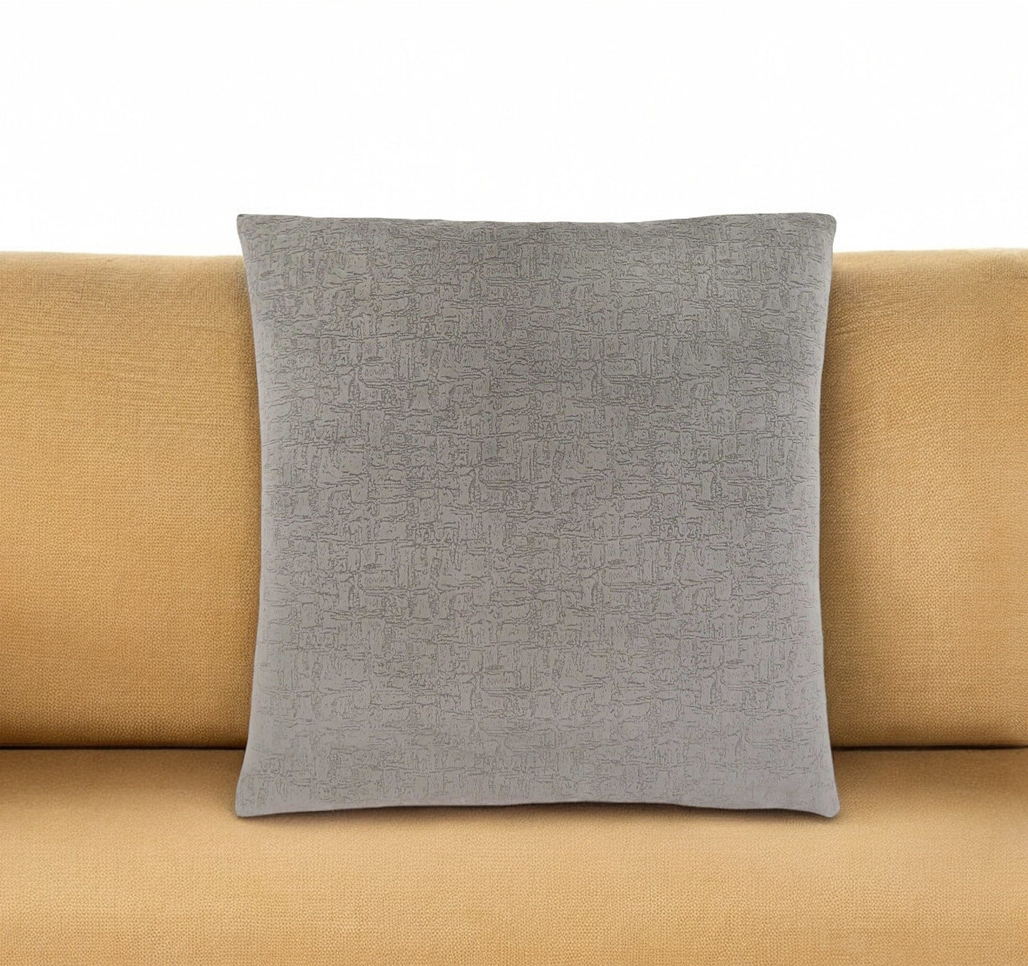 18" X 18" Gray Velvet Polyester Mosaic Zippered Pillow