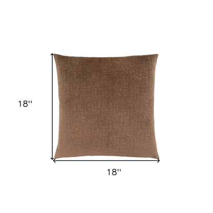 18" X 18" Brown Velvet Polyester Mosaic Zippered Pillow