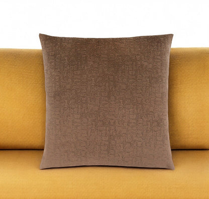 18" X 18" Brown Velvet Polyester Mosaic Zippered Pillow