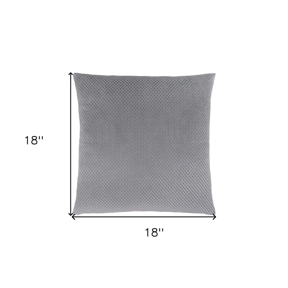 18" X 18" Silver Velvet Polyester Diamond Zippered Pillow — view 1