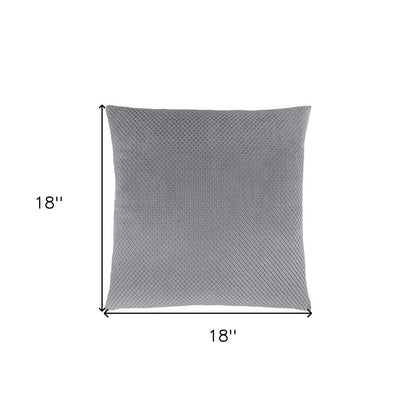 18" X 18" Silver Velvet Polyester Diamond Zippered Pillow HomeRoots