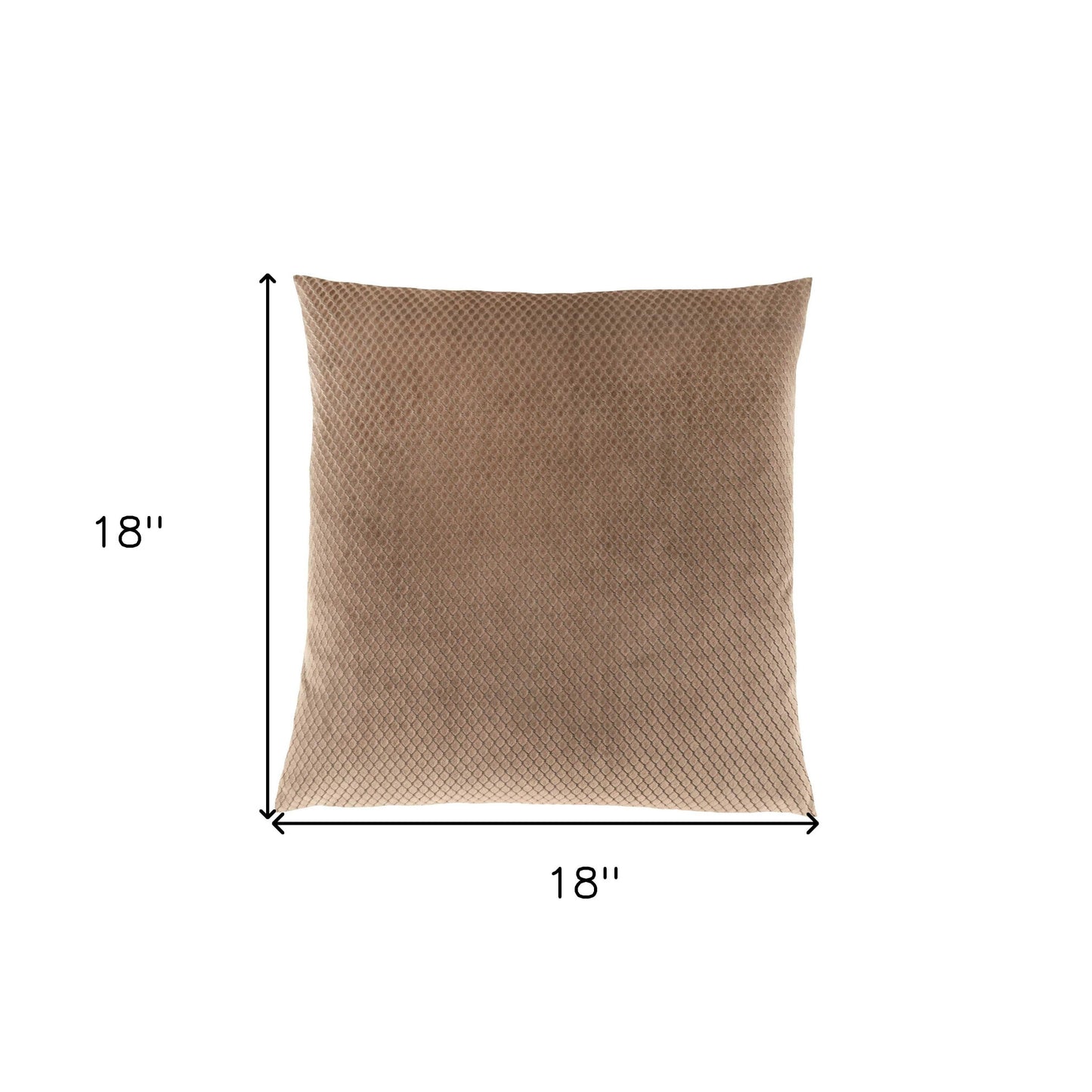 18" X 18" Beige Velvet Polyester Diamond Zippered Pillow