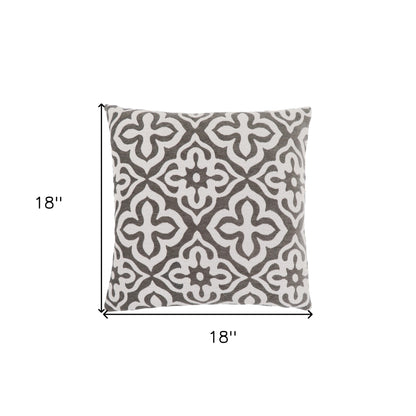 Set Of Two 18" X 18" Taupe Polyester Geometric Zippered Pillow