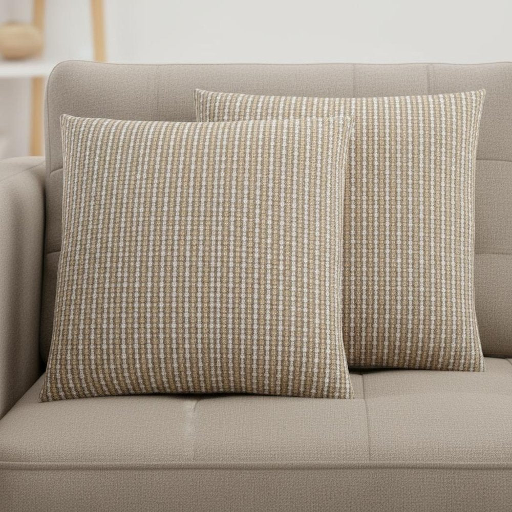 Set Of Two 18" X 18" Taupe Polyester Striped Zippered Pillow — view 1