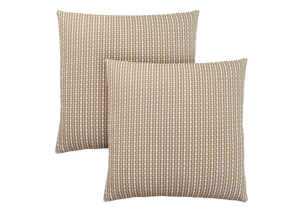 Set Of Two 18" X 18" Taupe Polyester Striped Zippered Pillow HomeRoots