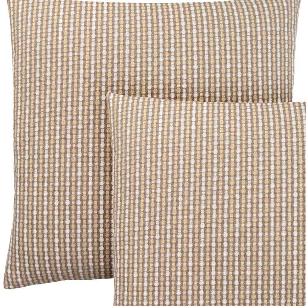 Set Of Two 18" X 18" Taupe Polyester Striped Zippered Pillow HomeRoots