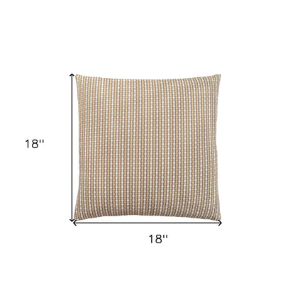 Set Of Two 18" X 18" Taupe Polyester Striped Zippered Pillow