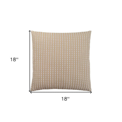 Set Of Two 18" X 18" Taupe Polyester Striped Zippered Pillow HomeRoots