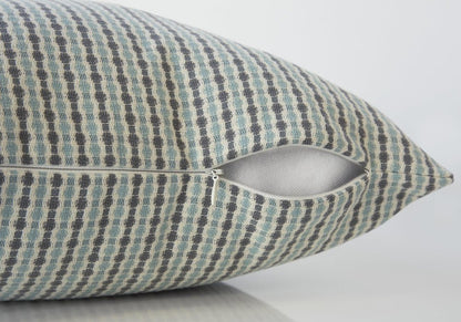 Set Of Two 18" X 18" Blue and Gray Polyester Striped Zippered Pillow HomeRoots