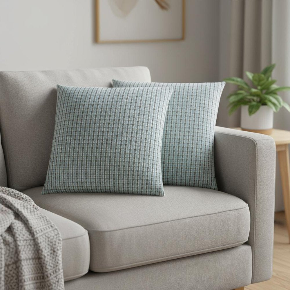 Set Of Two 18" X 18" Blue and Gray Polyester Striped Zippered Pillow HomeRoots