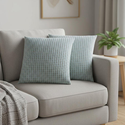 Set Of Two 18" X 18" Blue and Gray Polyester Striped Zippered Pillow HomeRoots