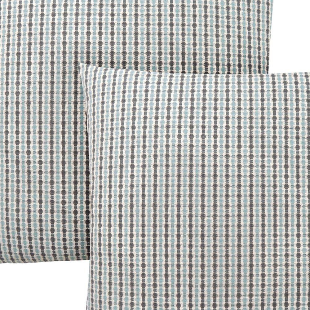 Set Of Two 18" X 18" Blue and Gray Polyester Striped Zippered Pillow HomeRoots