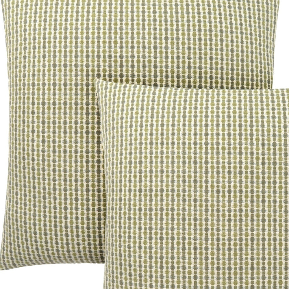 Set Of Two 18" X 18" Taupe Polyester Striped Zippered Pillow