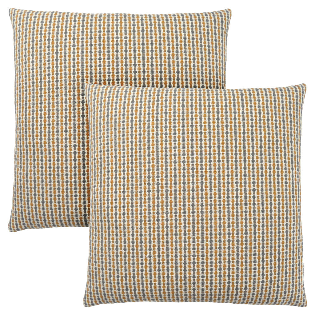 Set Of Two 18" X 18" Taupe Polyester Striped Zippered Pillow