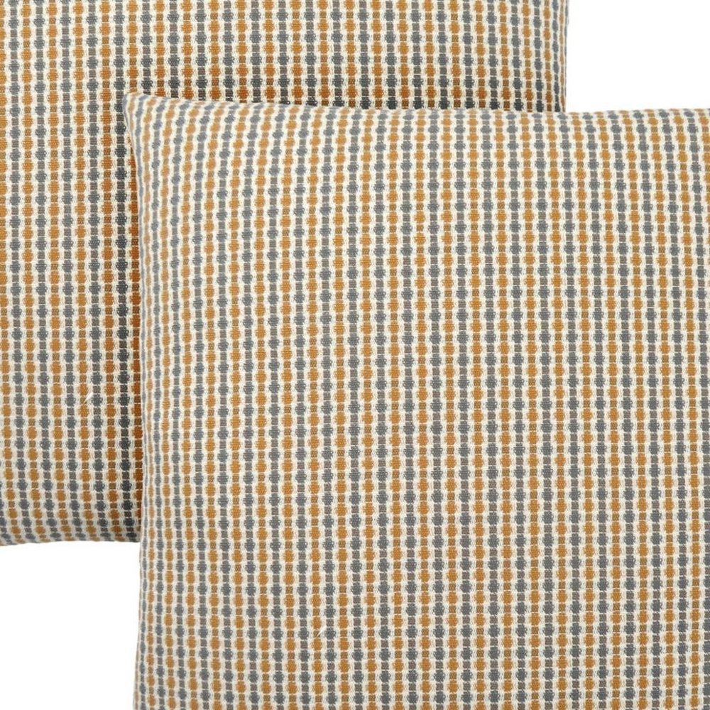 Set Of Two 18" X 18" Gold and White Polyester Striped Zippered Pillow HomeRoots