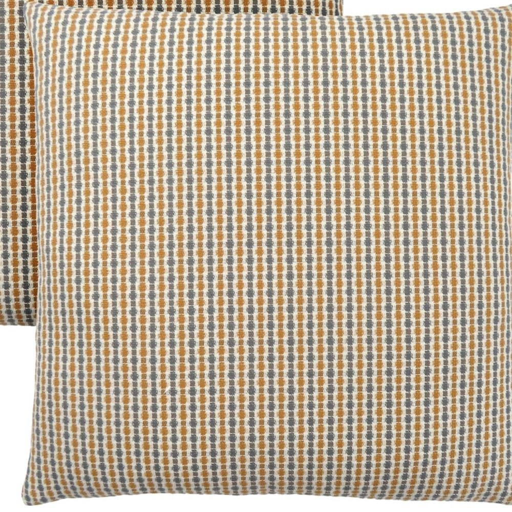 Set Of Two 18" X 18" Gold and White Polyester Striped Zippered Pillow HomeRoots