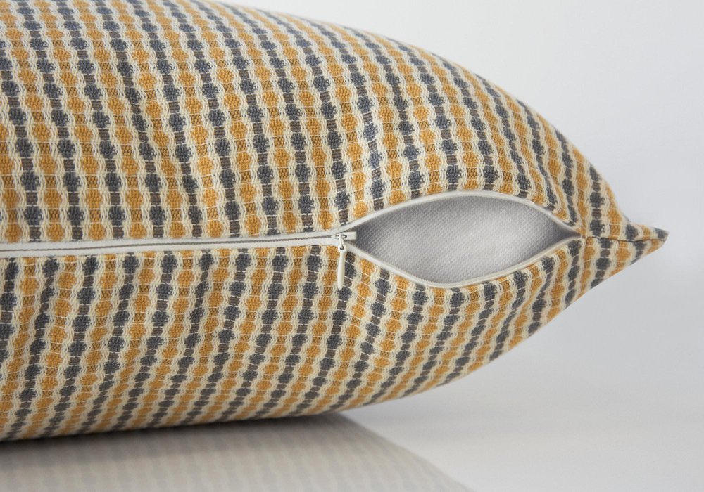 Set Of Two 18" X 18" Gold and White Polyester Striped Zippered Pillow HomeRoots