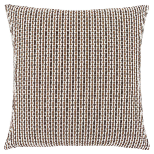 Set Of Two 18" X 18" Brown and White Polyester Striped Zippered Pillow