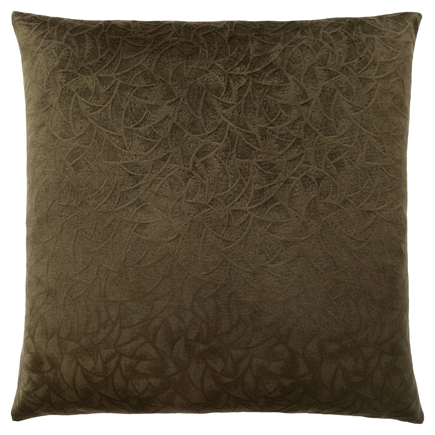 Set Of Two 18" X 18" Dark Green Velvet Polyester Floral Zippered Pillow